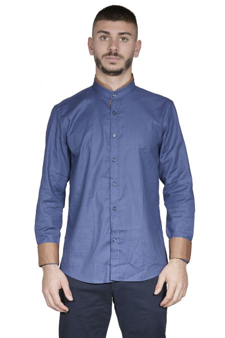 Senior Ανδρικό Πουκάμισο Μάο M002-1 Μπλε