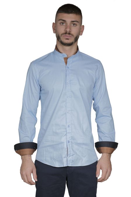 Senior Ανδρικό Πουκάμισο Μάο M002 Σιέλ