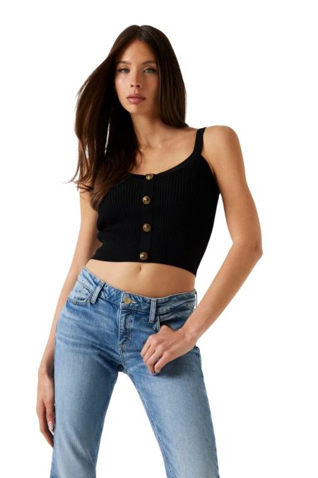 Guess Γυναικείο Πλεκτό Ριπ Τοπ W5YR10Z0130-JBLK Μαύρο